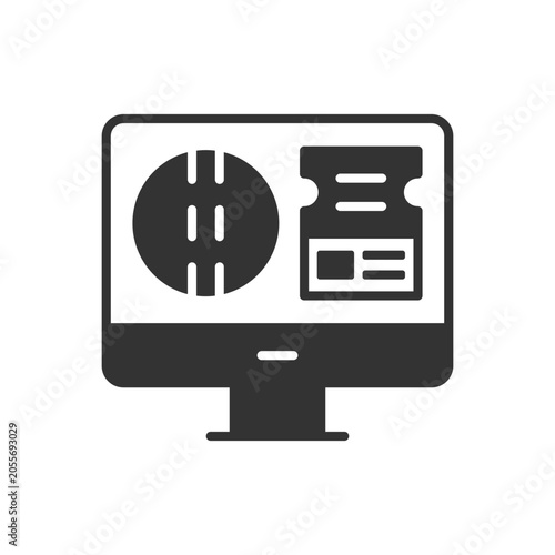 Online Cricket Ticket With Computer Icon
