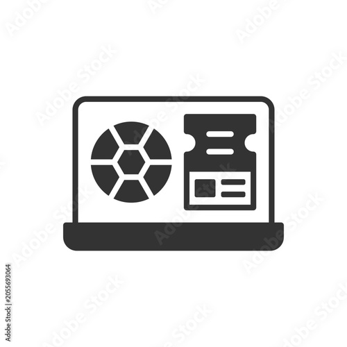 Online Football Ticket Icon With Laptop Icon