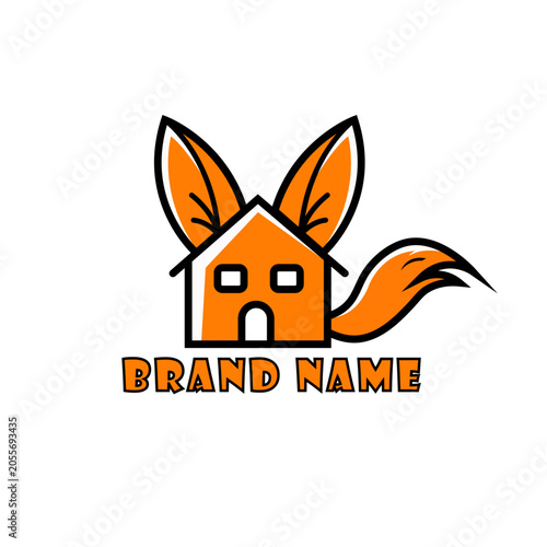 Clever Fox House Mascot Logo Vector Illustration