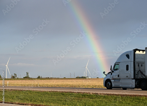 Rainbow, Windmills, and Truck