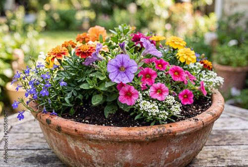 flowers growing in a terracotta pot