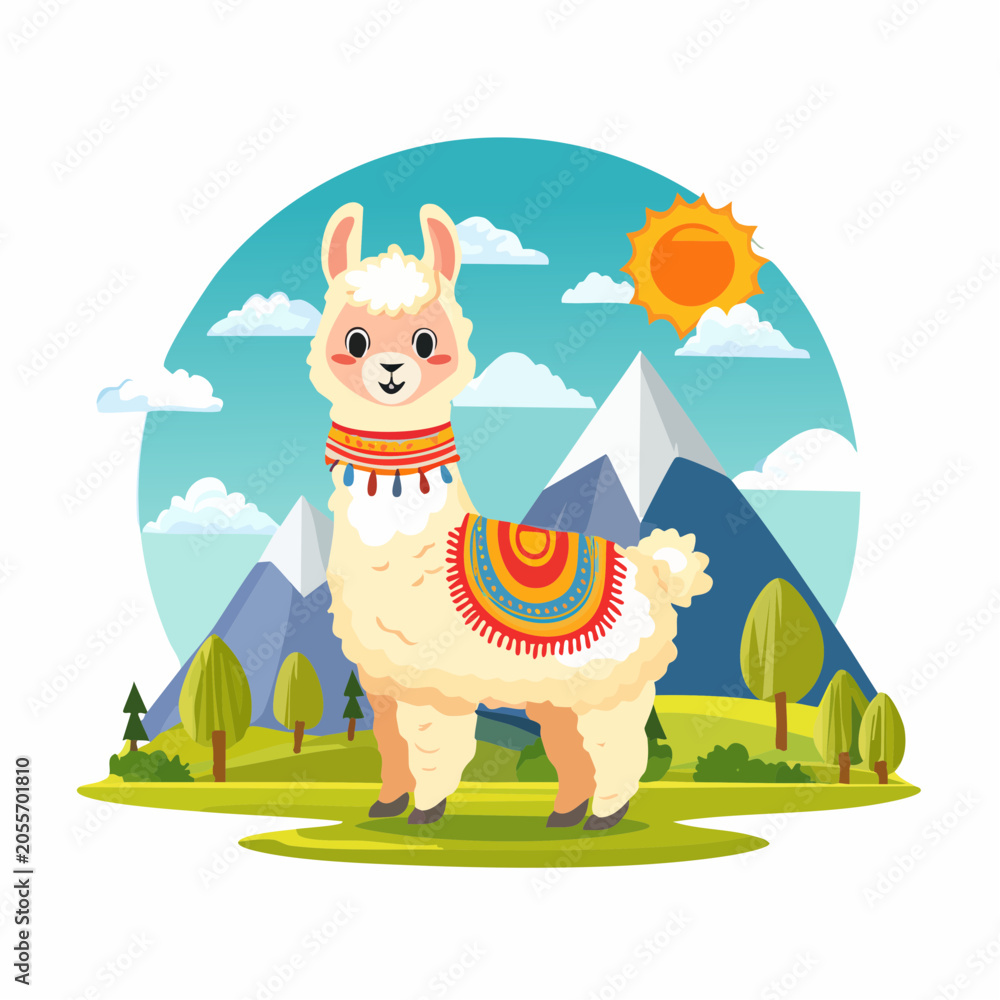 Fototapeta premium Baby-Alpaka im Hochland (Peru-Stil)
