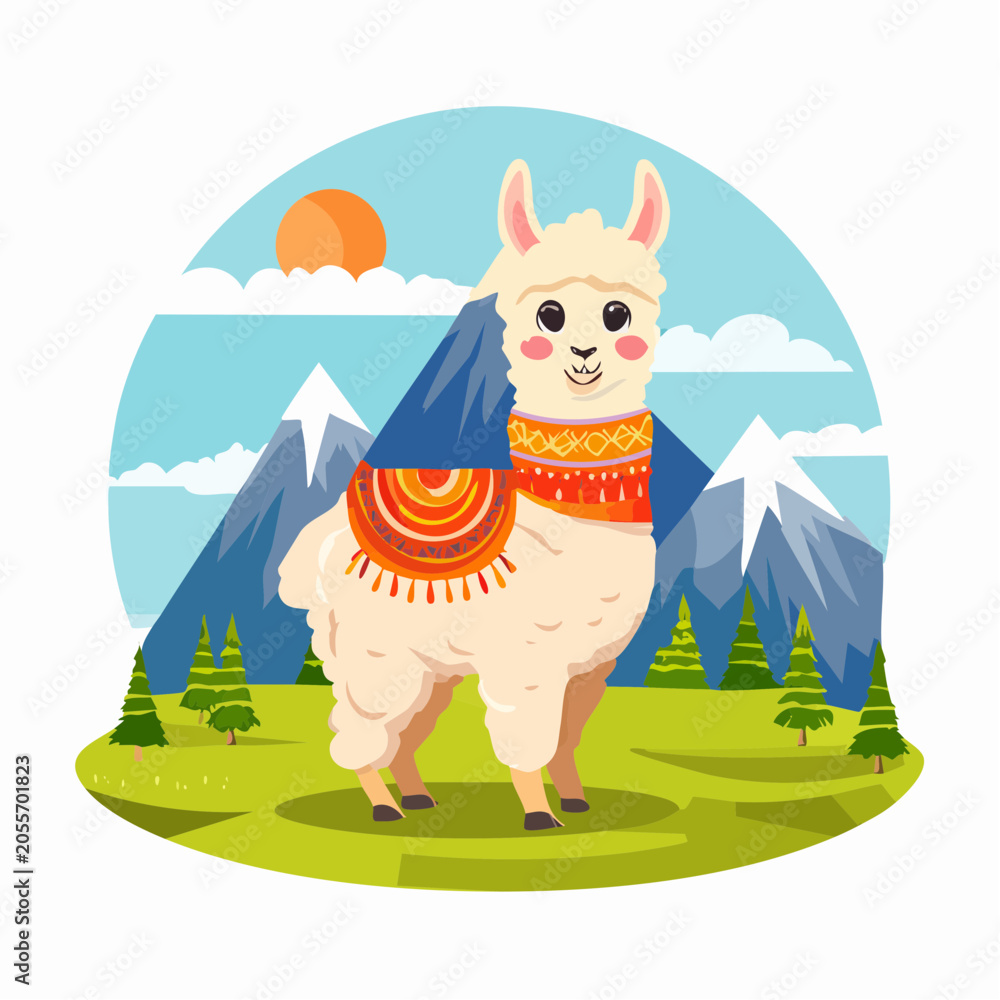 Fototapeta premium Baby-Alpaka im Hochland (Peru-Stil)