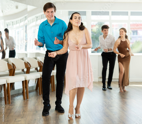 Canvas Print Incendiary swing dance performed by young people in a dance studio
