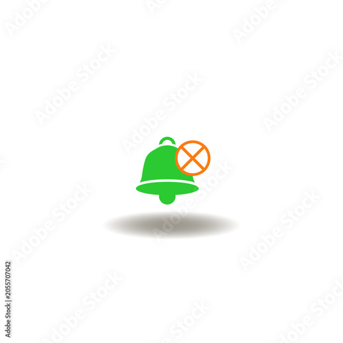 Vector illustration of ring bell and cross mark. Symbol of quiet please. Icon of silent mode.