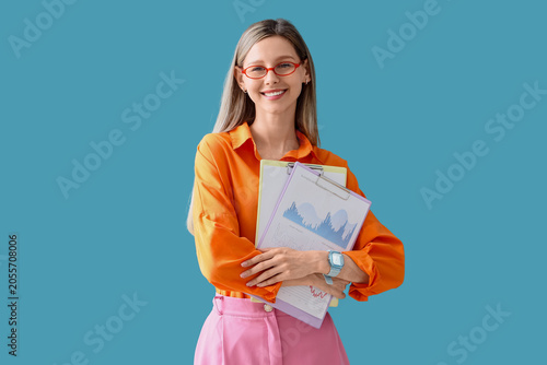Smiling young businesswoman...