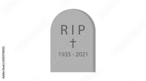 Fotografía Tombstone of Remembrance: A simple, solemn tombstone marked with 'RIP', a cross, and years of life, stands as a quiet monument to memory and final rest