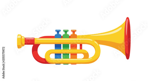 Colorful cartoon trumpet illustration for music education and creative projects.