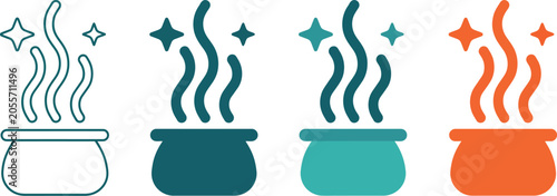 Photos Aroma fragrance icons illustration set, generic pleasant scent symbols fresh air indicators and wellness concepts