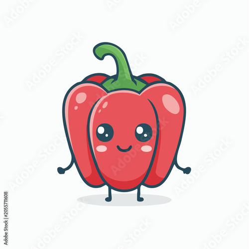 Cute Kawaii Red Bell Pepper Character