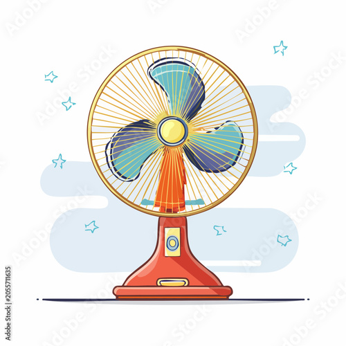 Illustration of a vintage desk fan