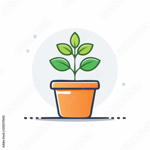 Illustration of a young plant growing in a pot