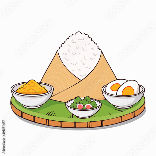 Onigiri Rice Ball with Side Dishes