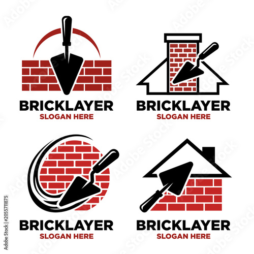 Foto Illustration of Bricklayer Logo Design Vector Illustration