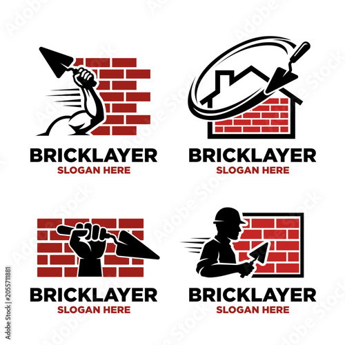 Illustration of Bricklayer Logo Design Vector Illustration