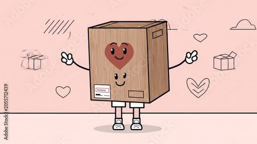 Animated cardboard box with heart