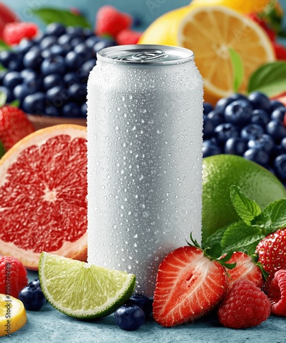 Chilled Beverage Can Mockup with Cold Condensation