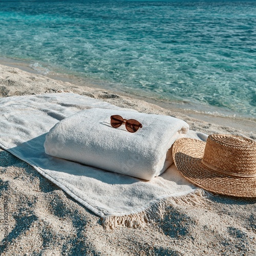 Summer Beach Towel Mockup on Pristine Sandy Shore