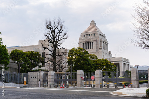 春の国会議事堂外観