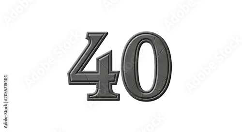 Elegant numeric forty symbol with decorative bold styling suitable for design projects and typography.