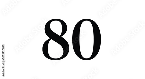 Bold Black 80 Numeral Display on White Background Showcasing Minimal Typography.
