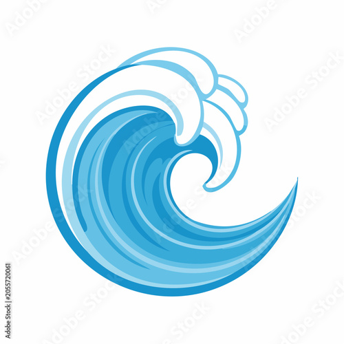 Stylized Blue Ocean Wave Illustration
