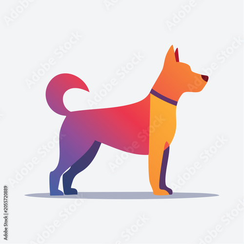 Stylized Dog Illustration with Gradient Colors