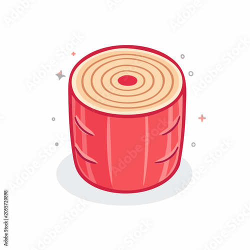 Stylized Illustration of a Red Radish Slice