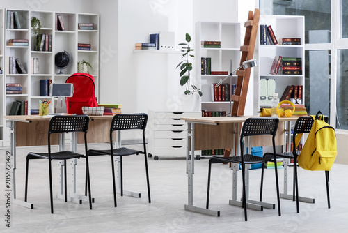 Modern classroom interior w...