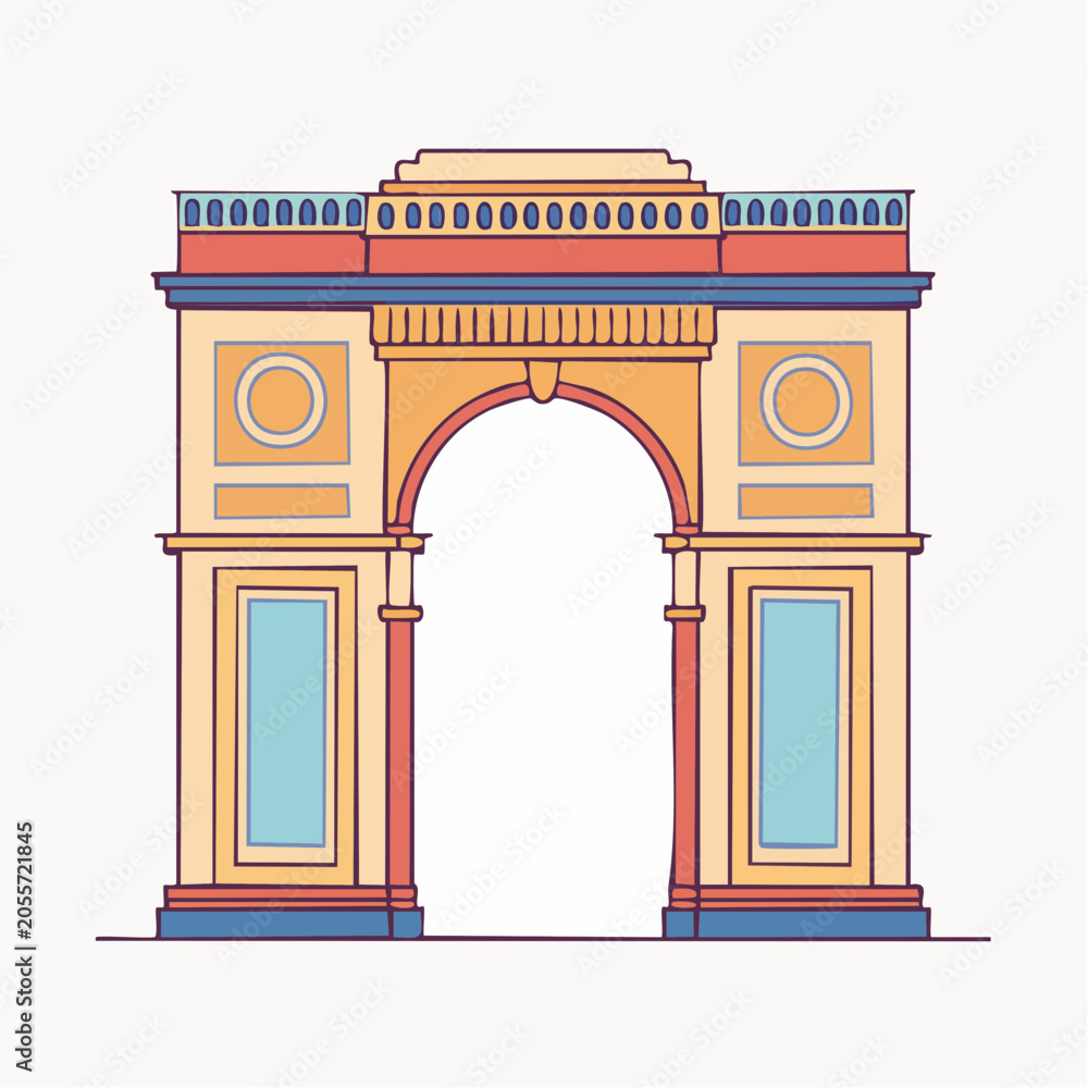 Fototapeta premium Stylized Arc de Triomphe illustration