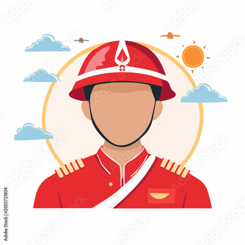 Illustration of a Firefighter in Uniform