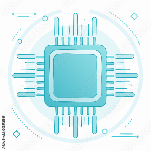 Stylized Illustration of a Microchip