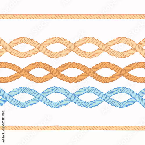 Seamless Pattern of Braided Ropes in Nautical Style
