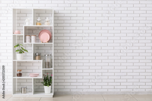 Modern white kitchen shelf ...