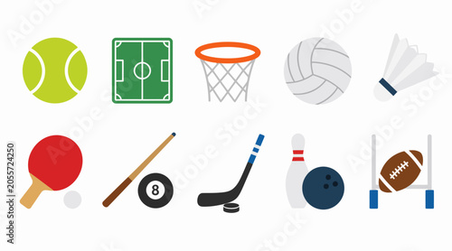 Obraz na płótnie Collection of various sports equipment icons.