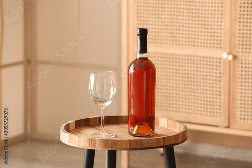 Elegant rosé wine bottle an...