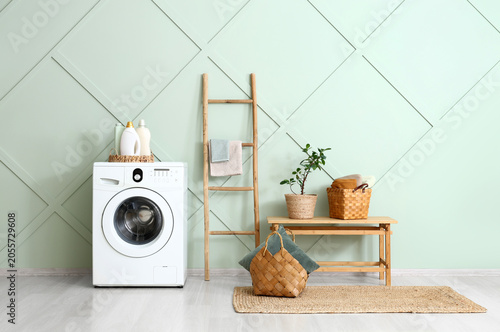 Modern laundry room interio...