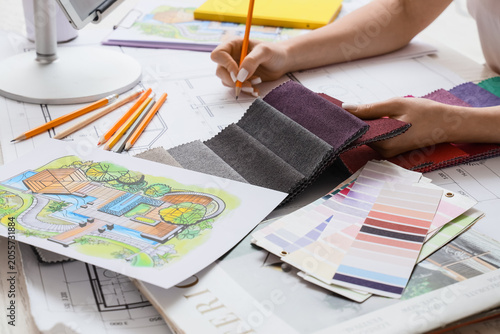 Interior designer working o...