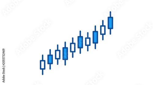 Photos Blue and white candlestick chart graphic element indicating upward trend