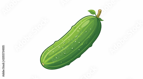 Fresh Green Cucumber Illustration Emphasizing Crisp, Juicy Vegetable for Salads and Cooking.