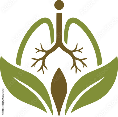 Foto Wellness logo combining lungs, leaves, and human form in green and brown