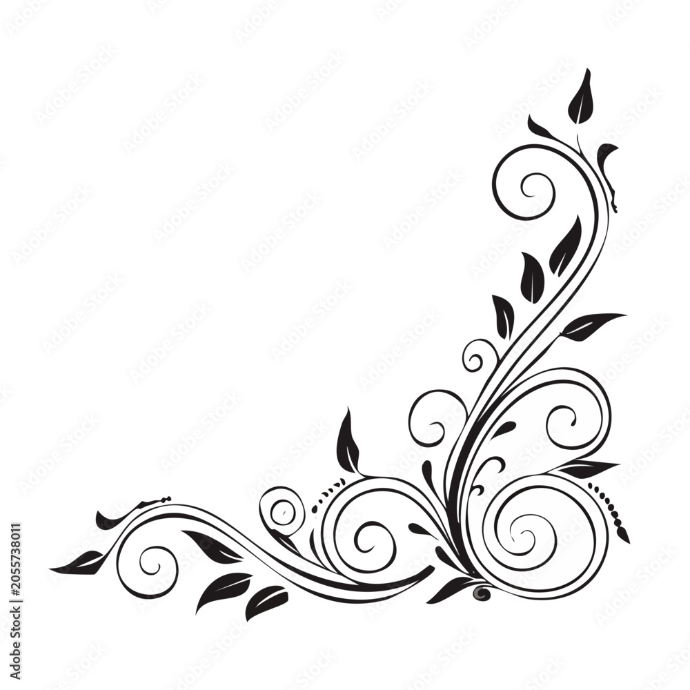 Fototapeta premium Decorative Floral Swirl Vector Design