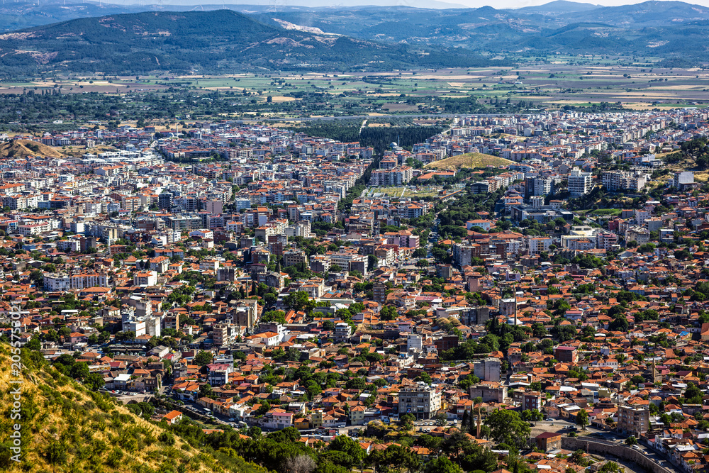Obraz premium Panoramic View of Bergama City Center in Izmir, Turkey