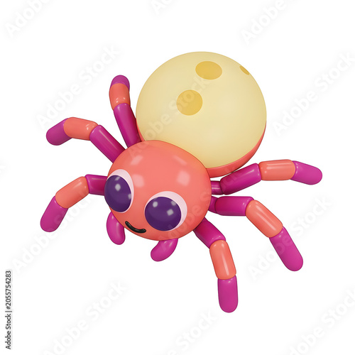 Cute cartoon spider 3D render