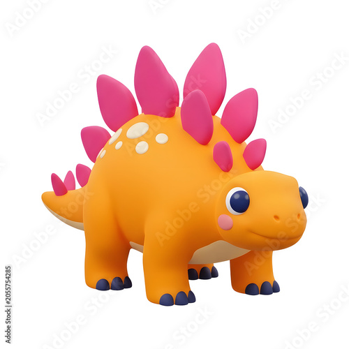 Cute cartoon Stegosaurus dinosaur 3D render