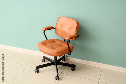 Modern orange leather offic...