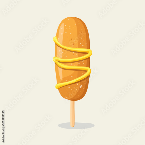Corn Dog with Mustard Drizzle