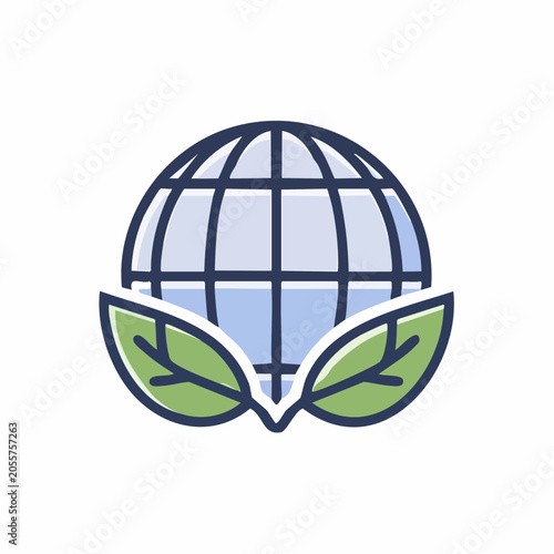 Eco-friendly Globe Icon with Leaves