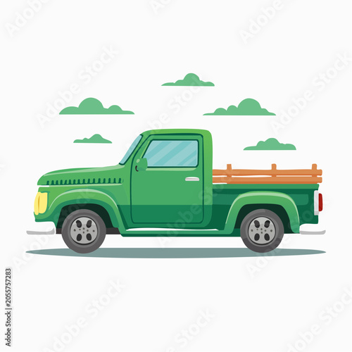 Green Vintage Pickup Truck Illustration
