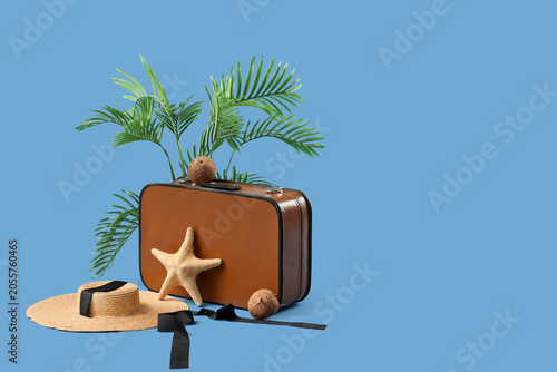 Vintage brown suitcase with...